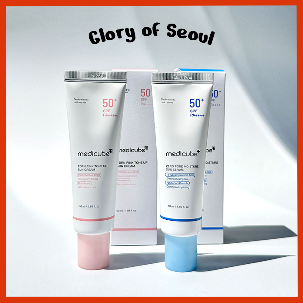 MEDICUBE PDRN Pink Tone-up Sunscreen 50ml, Zero Pore Sun Serum 50ml em Oferta na Shopee