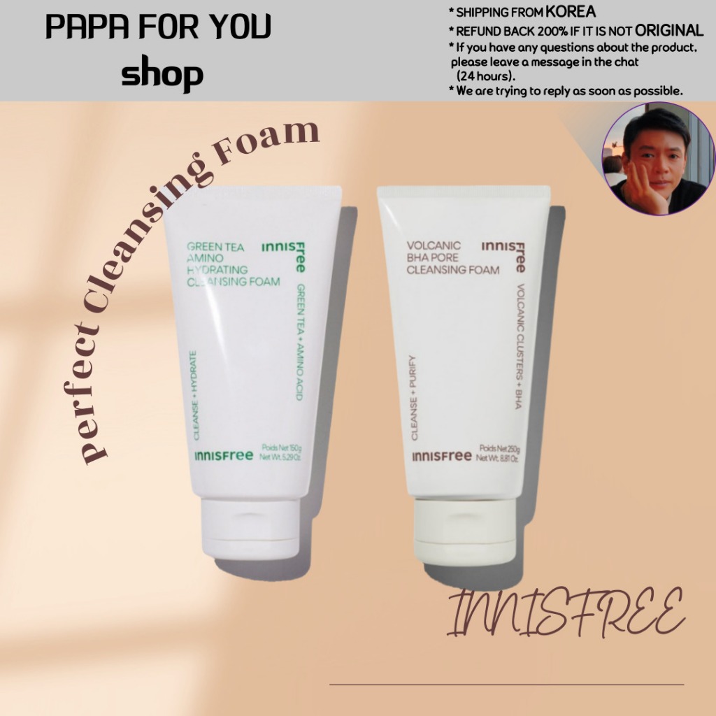 Espuma De Limpeza Hidratante Innisfree Amino 150g E Poros Vulcânicos BHA 250g