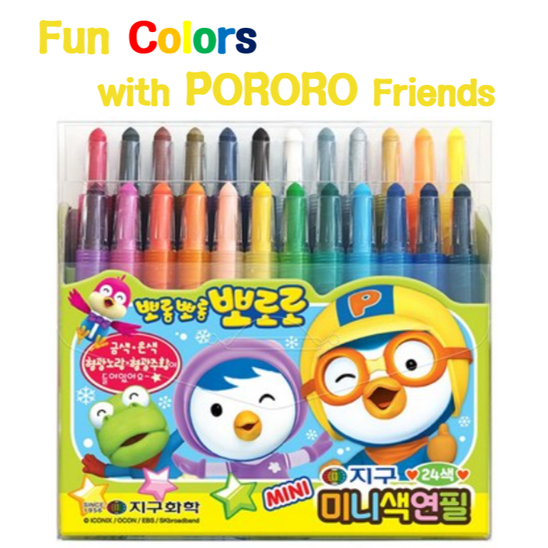 PORORO Mini Lápis De Cor Mecânicos-Conjunto De 24 Cores (Earth Chemical Korea)