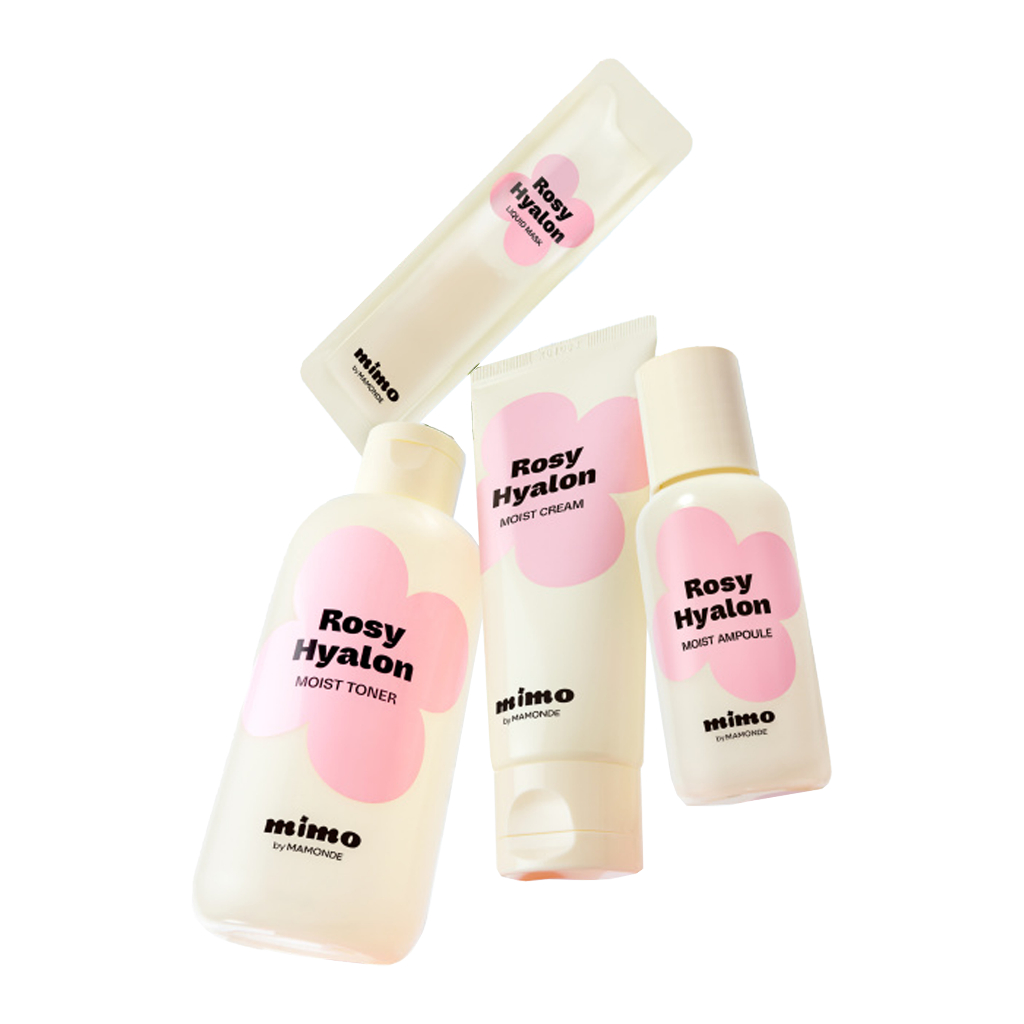 Mimo By Mamonde Rosy Hyalon Moist Toner 200ml, Ampoule 50ml, Cream 60ml, Mask 2ml 6ea em Oferta na Shopee