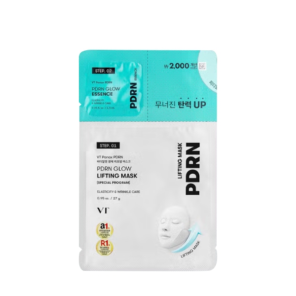 VT PDRN Glowing Lifting Mask 1 sheet 27 g + Glowing Essence 1.5 ml em Oferta na Shopee