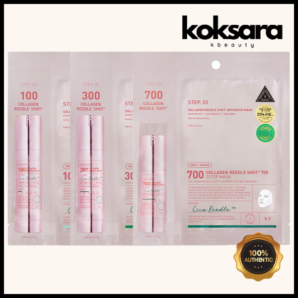 Máscara VT Cosmetics Colágeno Reedle Shot 2 Etapas 1.5g + 25g 3 Tipos em Oferta na Shopee