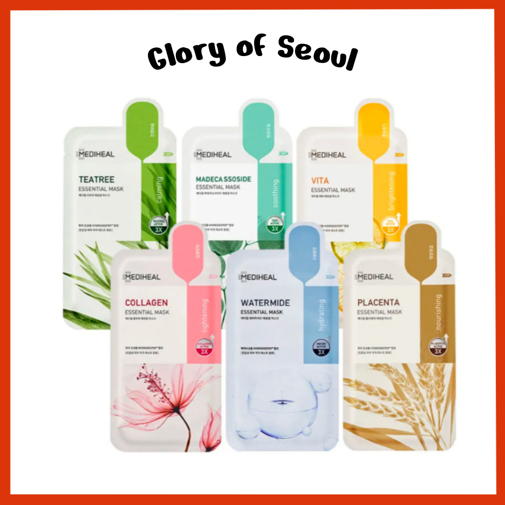 MEDIHEAL Kit Máscara Facial Essential, 10un / Tea Tree, Madecassoside, Colágeno, Watermide, Vita, Placenta em Oferta na Shopee