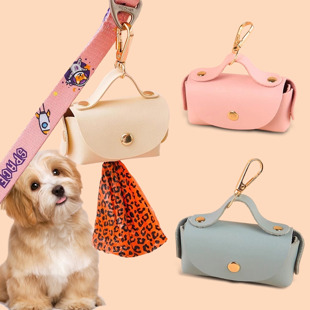 [Tia] item Obrigatório Para Passear Com Cães : Saco De Defecação Dispensador Bolsa De Couro Portátil Caminhada Tipo Clip