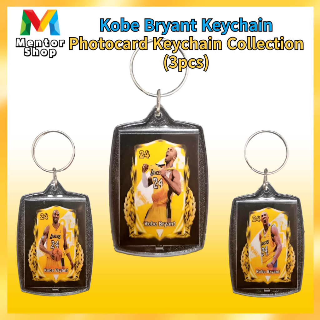 [Mentor Shop] Conjunto De 3 Peças De Chaveiro Com Cartão Fotográfico Kobe Bryant-Possui Um Pedaço De Legado Do Lakers !