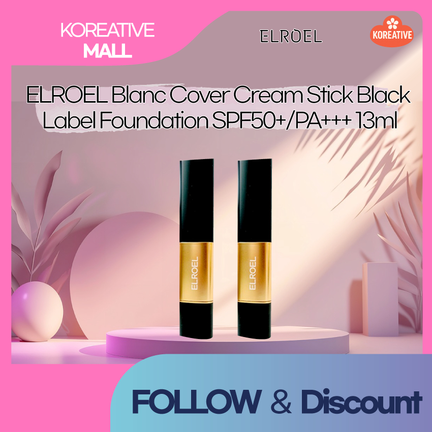 Fabricado Na Coreia ELROEL Blanc Cover Creme Stick Black Label Foundation Fps50 +/PA + 13m...