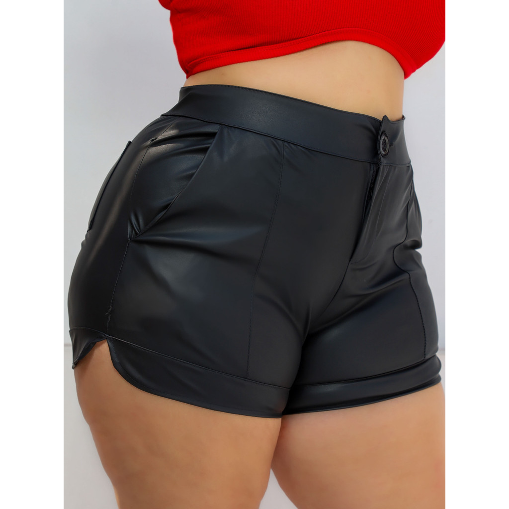 Short Couro Plus Size Feminino em Oferta na Shopee