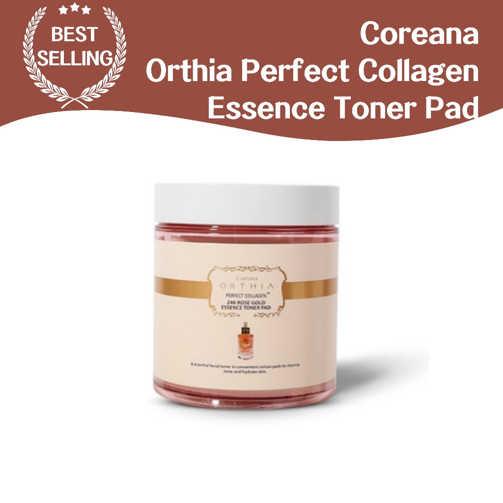 Coreana Orthia Perfect collagen 24K rose gold Essence toner pad (100ea) Rugas Melhoradas , Elasticidade Reforçada , Prof