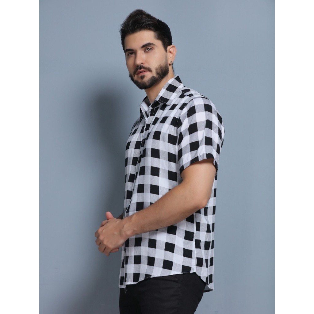 Camisa Social Estampada xadrez Masculina manga curta festa junina 2026