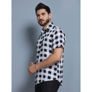 Camisa Social Estampada xadrez Masculina manga curta festa junina 2026