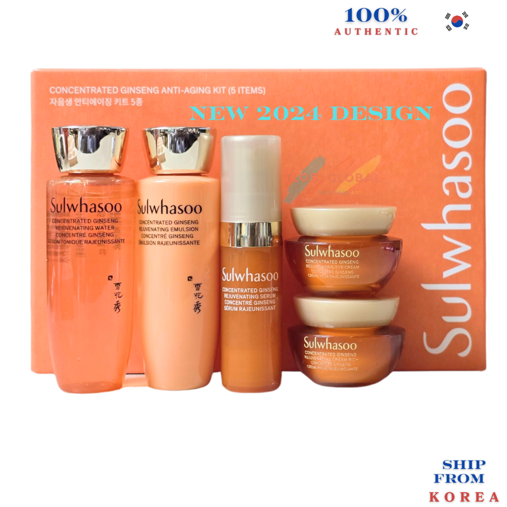Sulwhasoo Concentrated Ginseng Rejuvernating Anti-Aging Kit (5 Items) – NEW VERSION em Oferta na Shopee