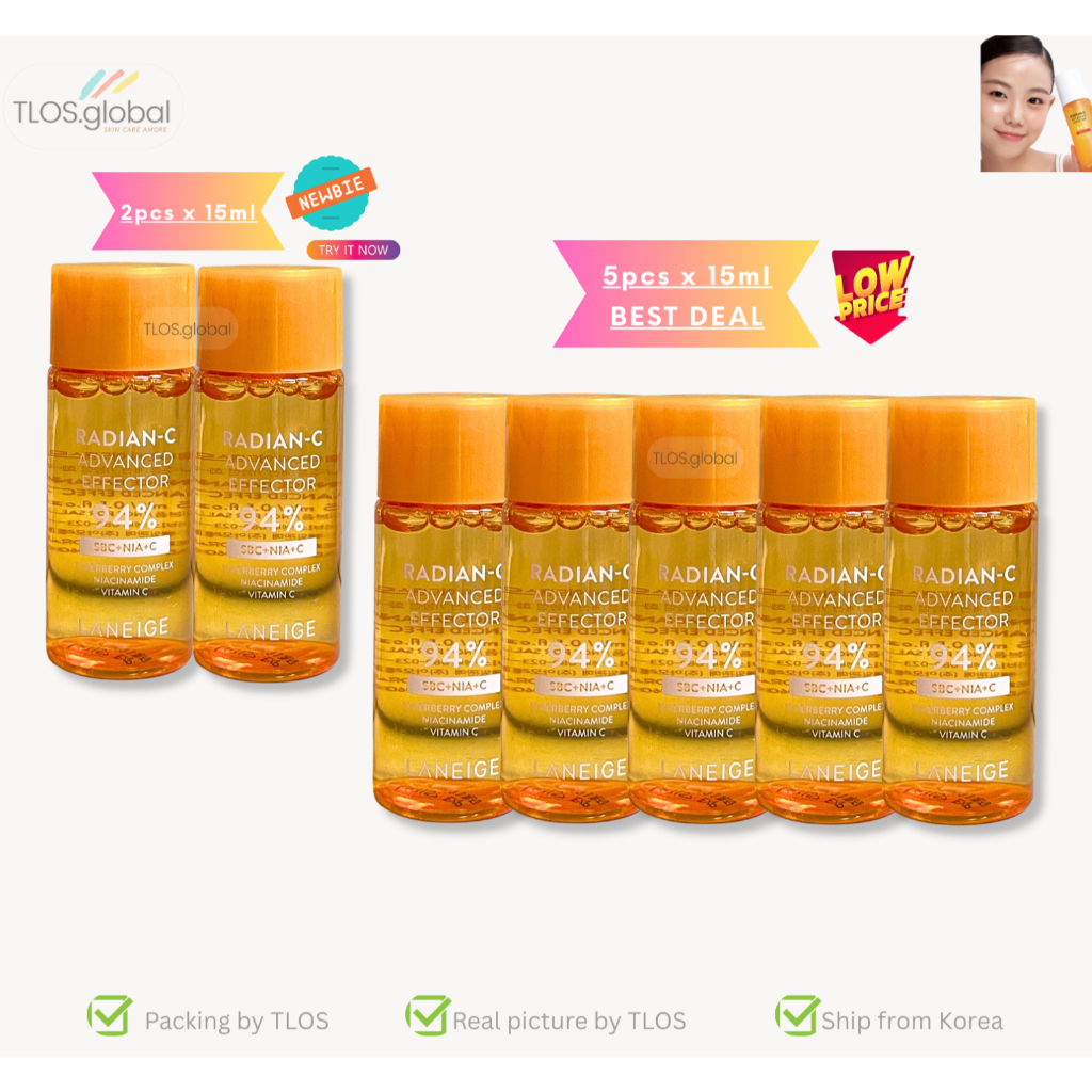 [Combo 2/5] LANEIGE Radian-C Efeito Avançado 94 % – 15ml Tamanho Mini | Reforço De Vitamina Da Coreia