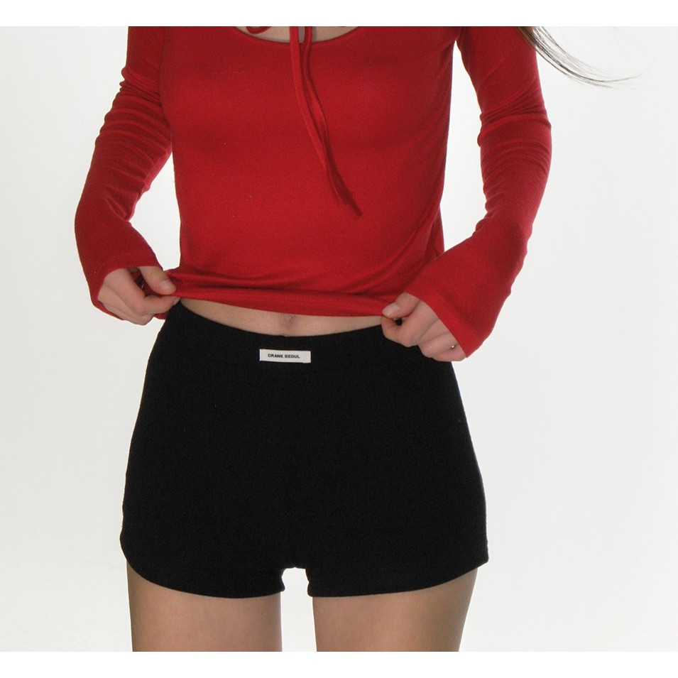 CRANK Microshorts De Carvão Vegetal Preto Com Costelas Khaki