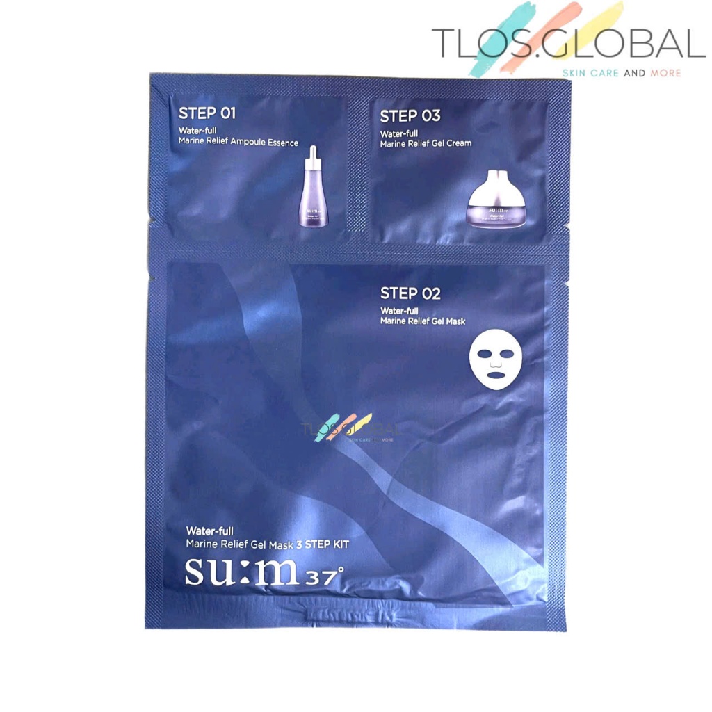 5 or 1 mask Su:m37 Water-full Marine Relief Gel Mask 3 Step Kit sum37