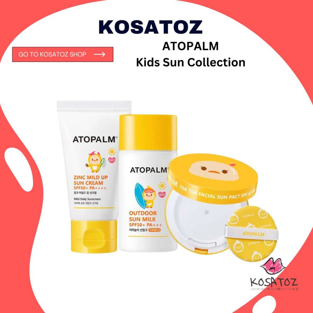 Coleção Atopalm Kids Sun Care [Creme Solar/Leite Protetor Pacto Loção Almofada De Limpeza]
