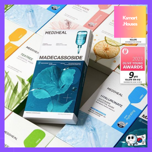 Mediheal Essential Mask Pack 5 Tipos Madecasoid , Vita , Colágeno , Ácido Hialurônico , Tea Tree 1 Folha