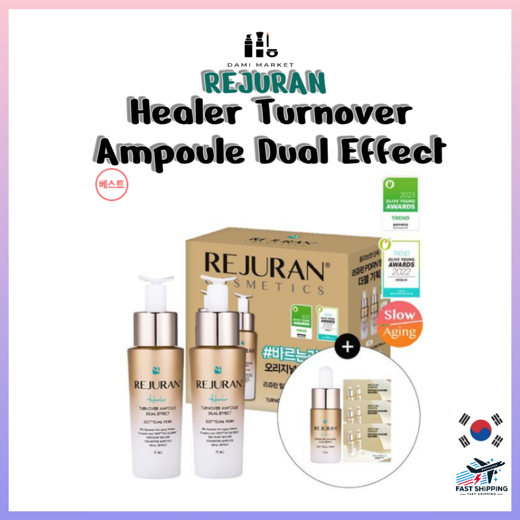 [REJURAN] Ampola Healer Turnover Efeito Duplo 10ml x 2 | PDRN Original Cuidados Com 28 Dias A Pele Coreanos