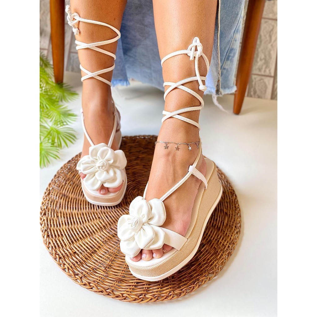 Sandália Feminina Anabela Plataforma Alta Confortável Bloguera Moderna Envio Rápido-Florença REFJ11