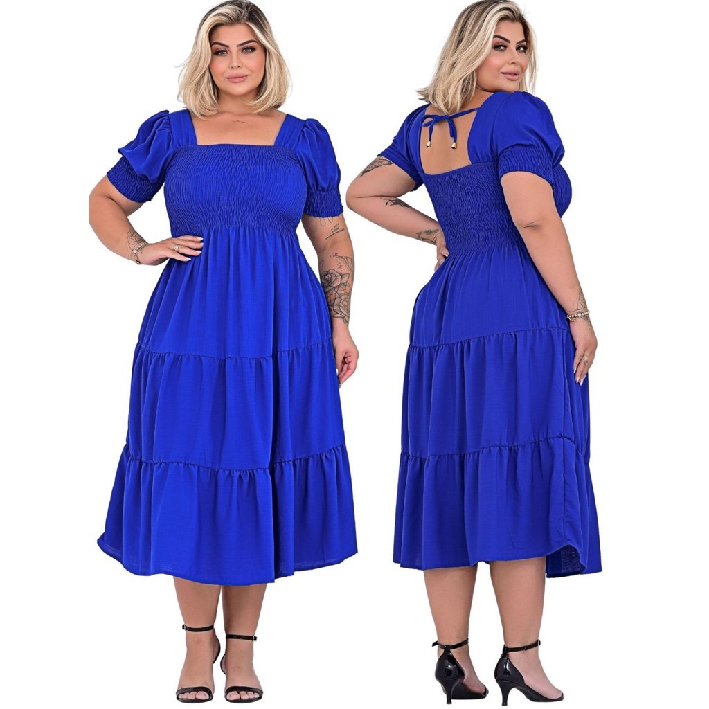 Vestido Mídi Modelo 3 Marias Moda Feminina Evangélica Plus Size Varias Cores Confortável #40
