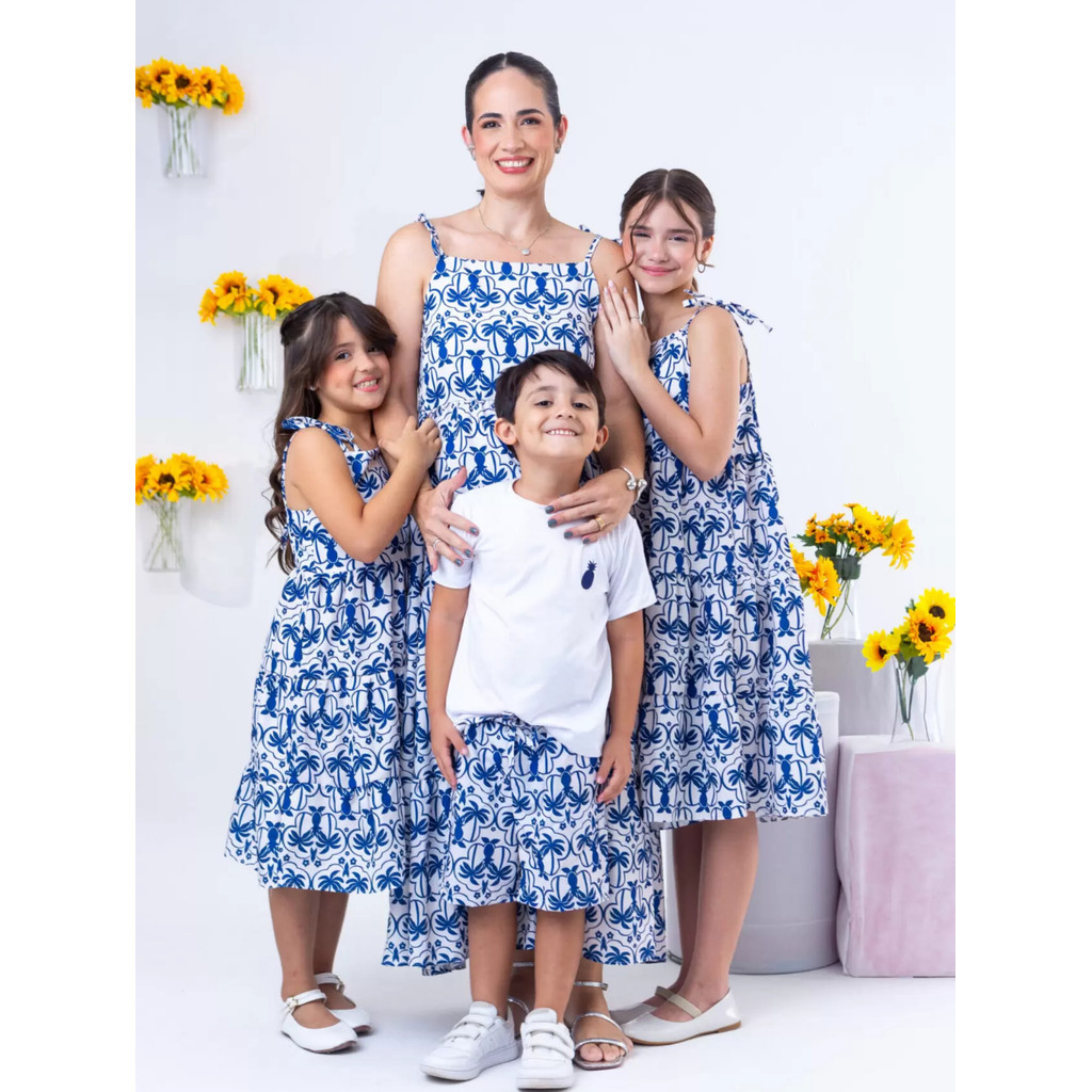 Kit Tal Mãe Tal Filha Vestido Longo Estampado Moda Feminina Adulto Infantil