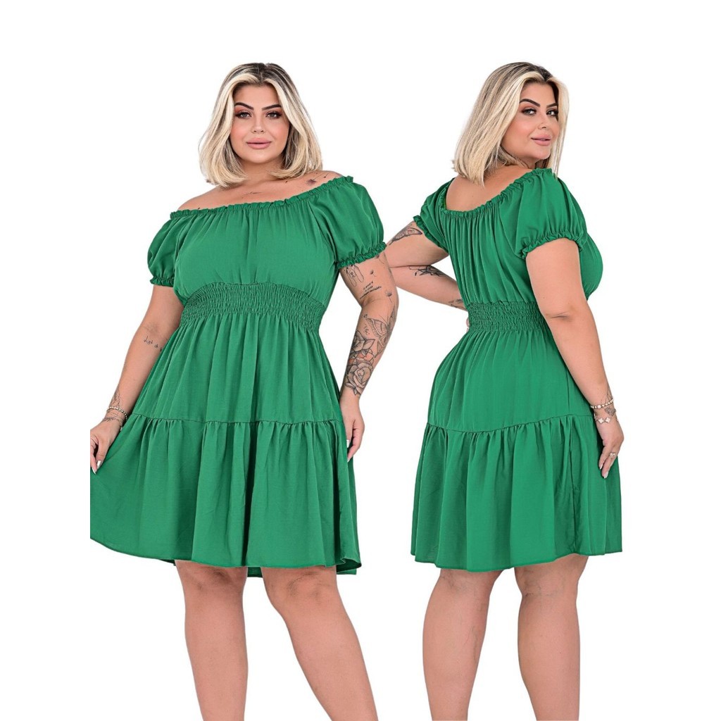 Vestido feminino plus size curto ciganinha Viscolinho cores verão Soltinho Moda Evangélica Extra #46