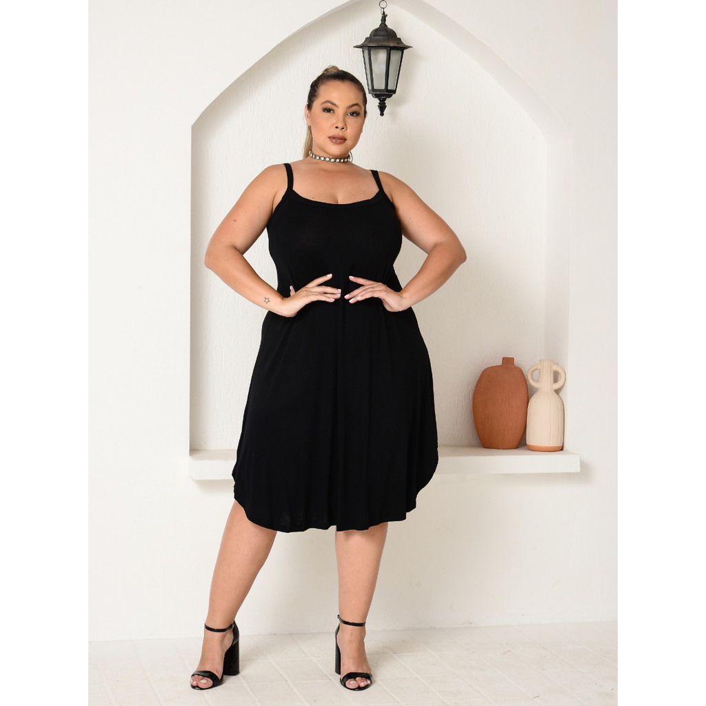 Vestido Plus Size Midi De Alcinha Soltinho Confortável