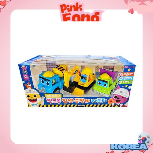 Conjunto De Brinquedos Para Veículos De Construção Resistentes Pinkfong-Caminhão Basculante , Empilhadeira E Misturador Com Ação Push-and-Go