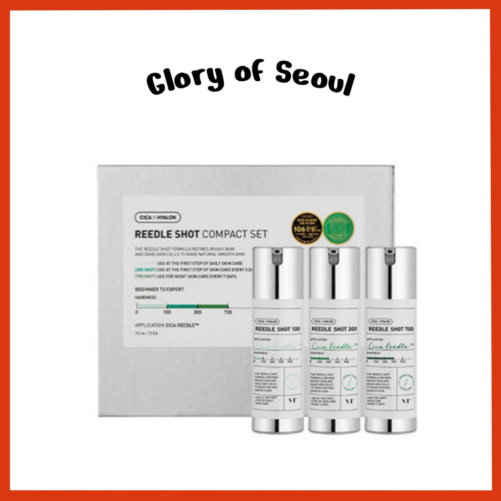 VT COSMETICS Cica reedle tiro em miniatura compacto (três peças) 100*/300*/700*, 10ml em Oferta na Shopee