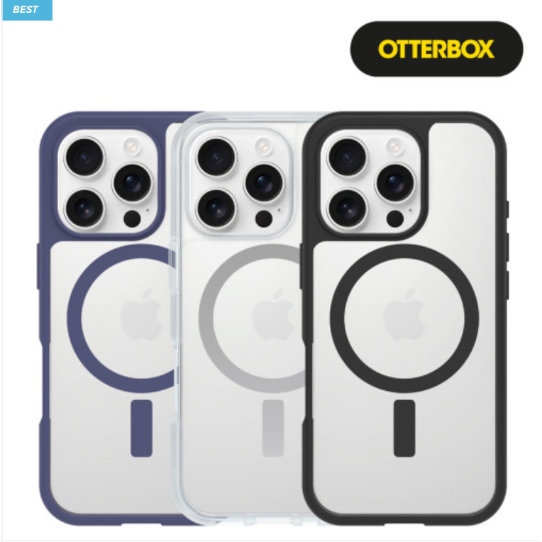 Otterbox-Capa Protetora Magnética React Compatível Com iPhone 16 pro max plus/Preta Transparente Testada Contra Quedas