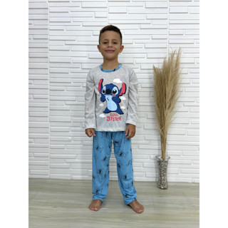 Pijama Stitch Nuvem Infantil Masculino Longo Mãe e Filho De Inverno Calça Manga Cumprida em Oferta na Shopee