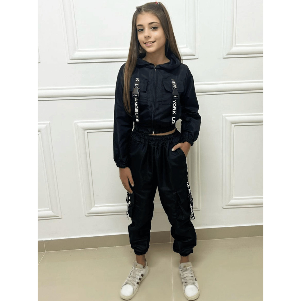 Kit 2 Conjunto Infantil Menina Blusa e Calça Tactel Criança Juvenil Adolescente Jaqueta Frio Roupa