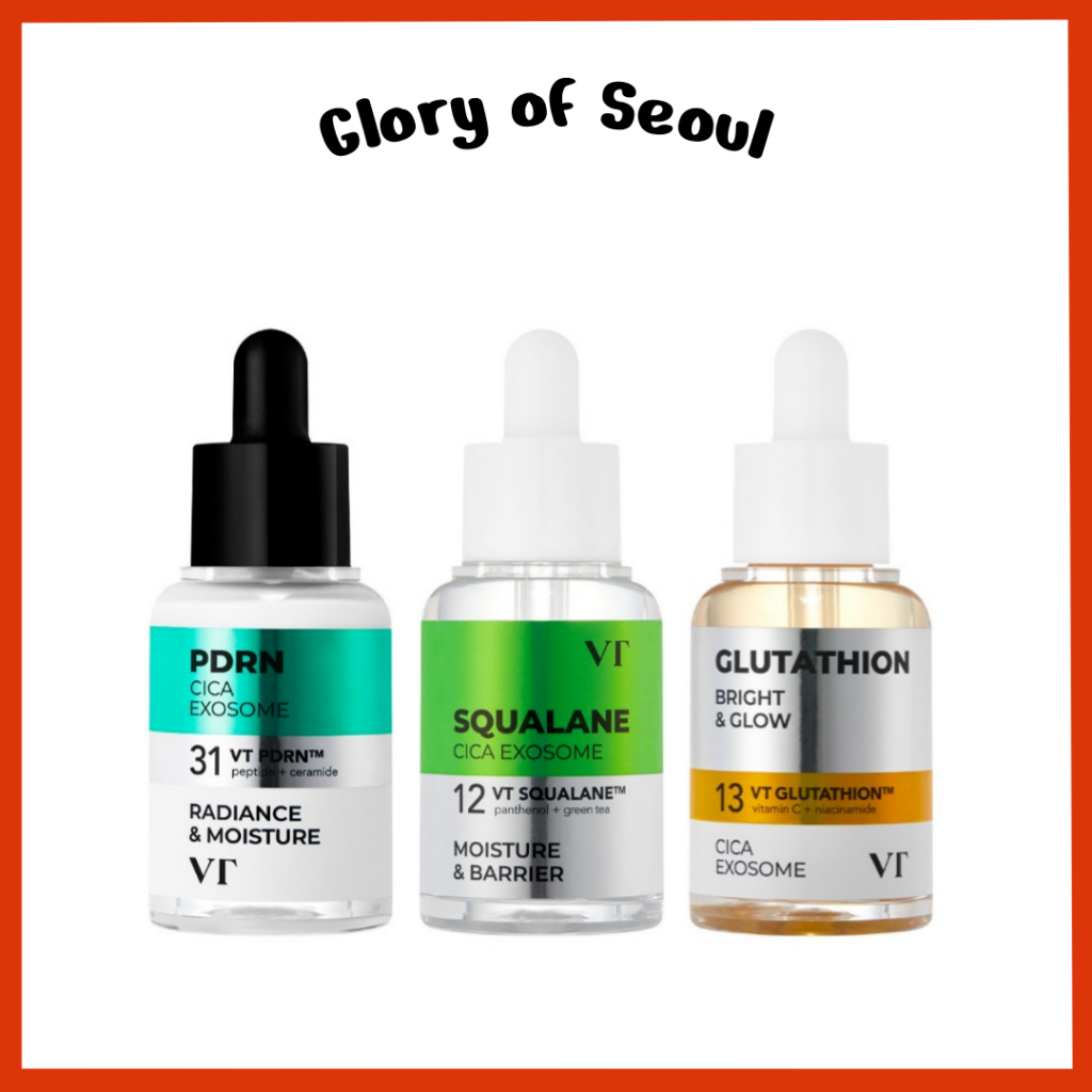 [Novo] VT COSMETICS Ampoule de cosméticos, (3 tipos) R5 Firming (PDRN) / S4 Umidade (Squalane) / G2 Brilhando (Glutationa) |Exossomo cica, 30ml em Oferta na Shopee