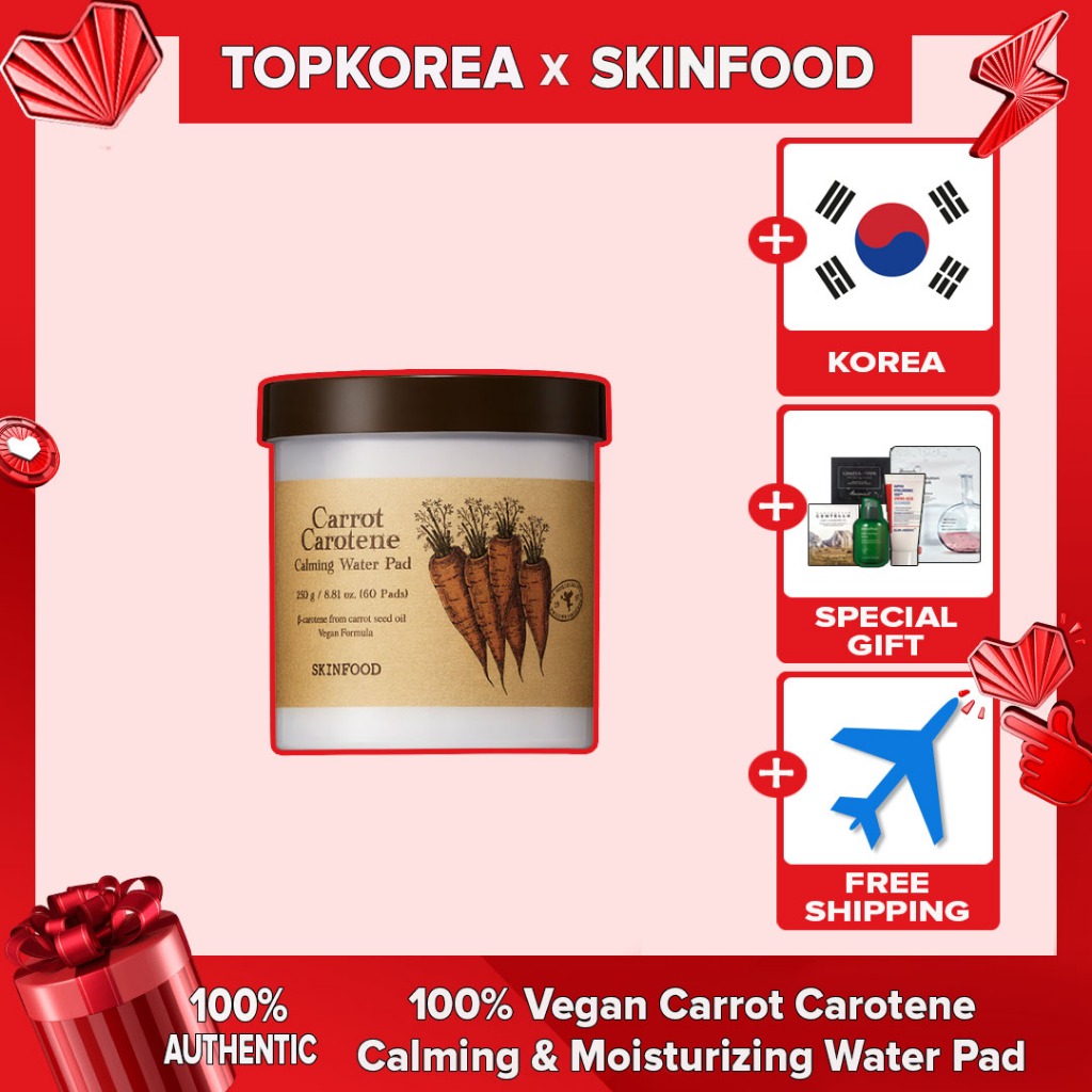 ★SKINFOOD★100% Vegan Carrot Carotene Calming & Moisturizing Water Pad 250g(60ea) TOPKOREA Shipping from korea