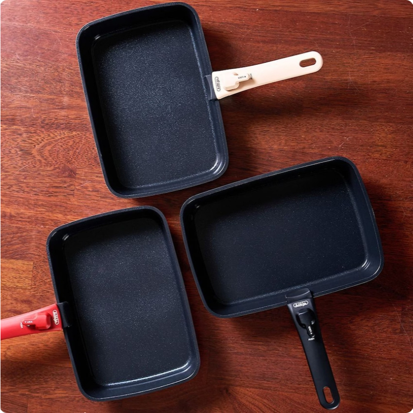 [BoOh ! gle] Panelas Boohgle IH pan Wok , Panela De Ovo 30 Cm , Alça/Tampa , Frigideira Quadrada Antiaderente , Nunca Queima