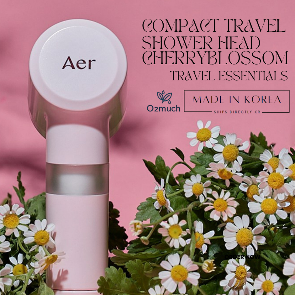 Chuveiro De Viagem Compacto Aer | Filtro Antibacteriano 99.9 % Sem BPA Flor De Cerejeira Rosa Fundamentos Para Viagens P