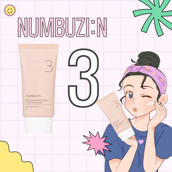 [NUMBUZIN] Não . 3 Porcelana Base-skip Tone Up Bege CC Creme Fps50 + PA + 50ml