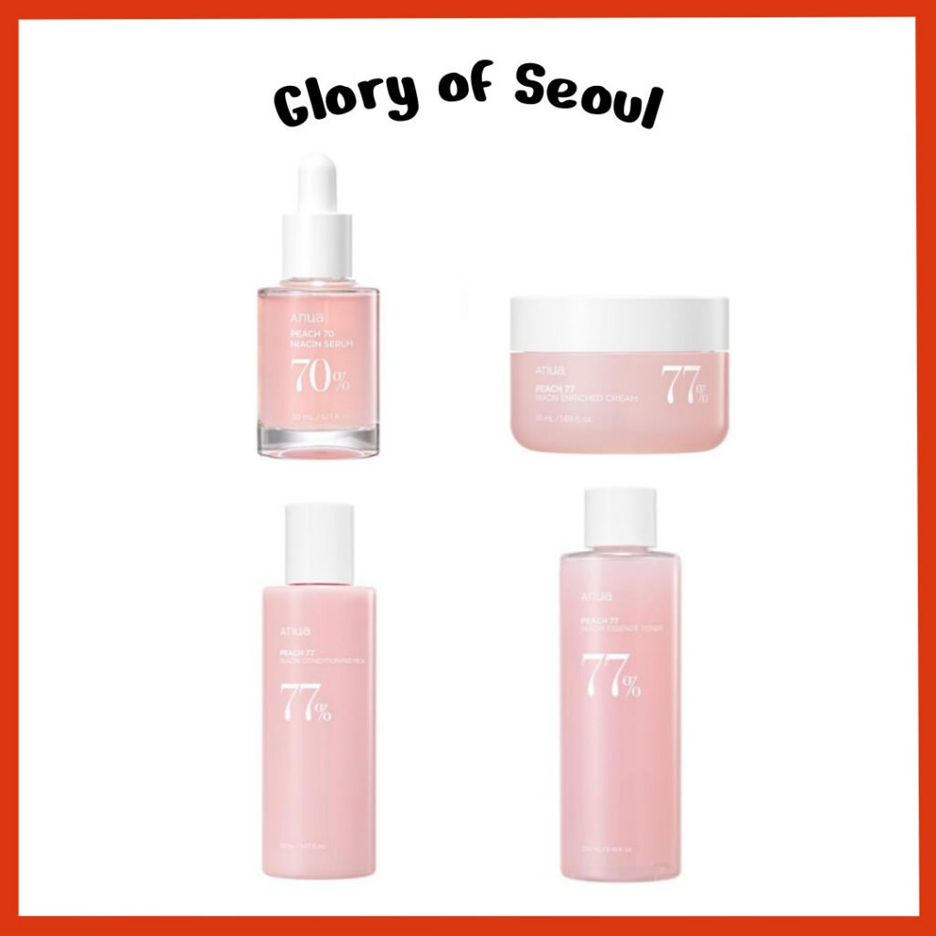 ANUA Peach 70% Niacinamide Collection (Serum 30ml / Toner 250ml / Lotion 150ml / Cream 50ml)