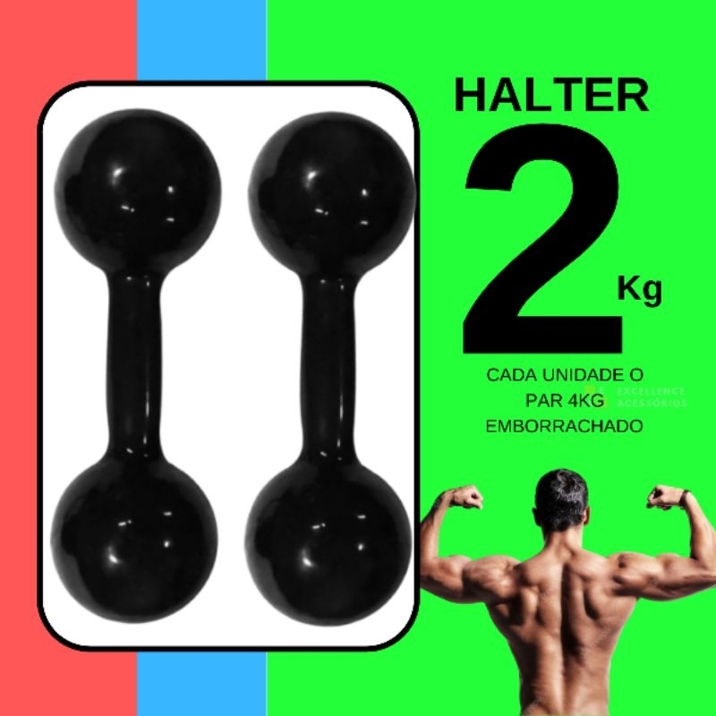 Halteres 2kg o par MELHOR PREÇO total do par 4kg emborrachados