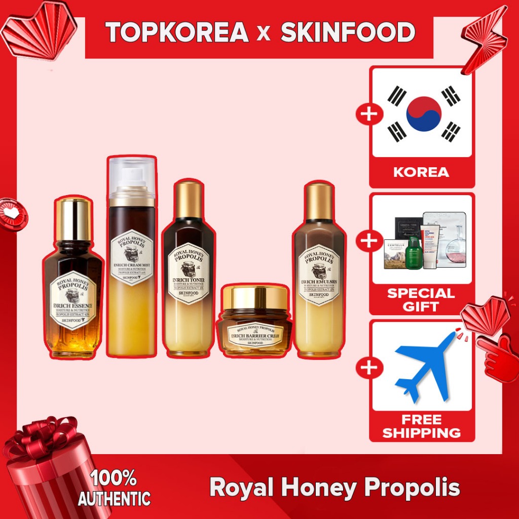 ★ SKINFOOD Royal Honey Própolis Essence Serum 50ml// Névoa 120 ml Toner 160 Creme 63 Emulsão Hidratante E Fortalecedor TOPKOREA/Envio De