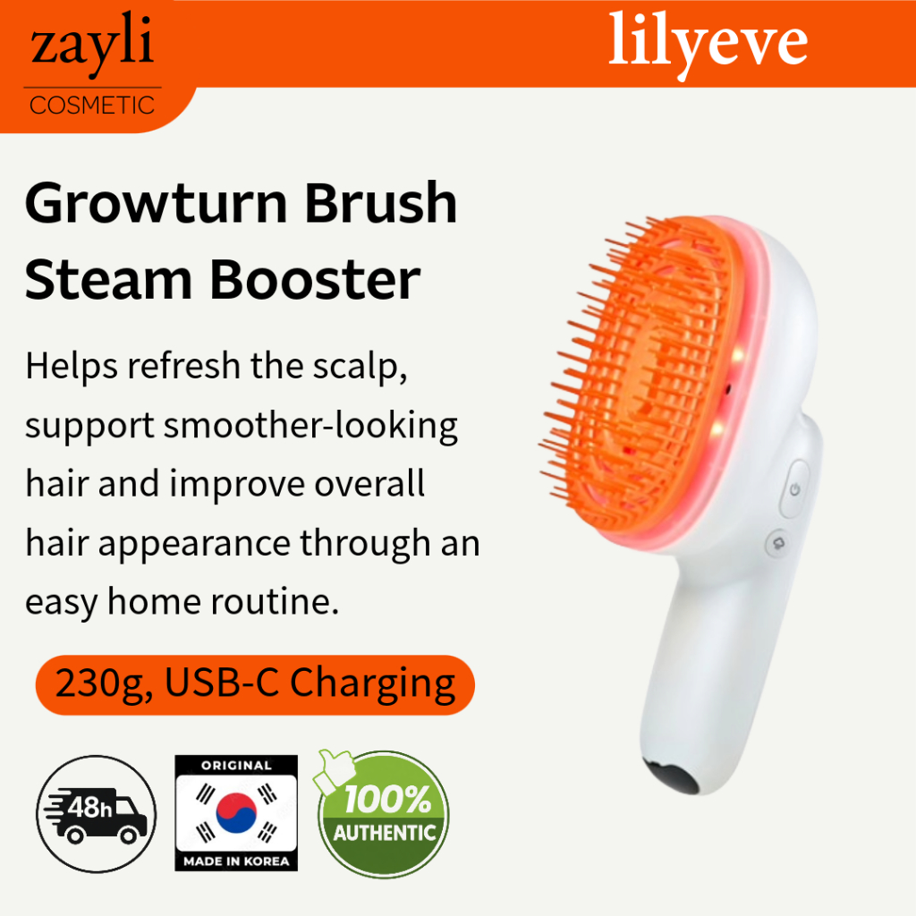 lilyeve Growturn Brush Steam Booster | Dispositivo Para Cuidados Com Os Cabelos Do Couro Cabeludo Conjunto De Escova E C