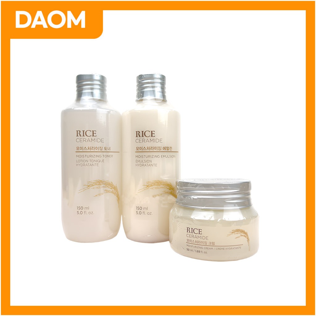 [THE FACE SHOP] Emulsão Hidratante De Arroz E Ceramida150ml Toner 150ml Creme 50m ஐespuma De Limpeza 150ml