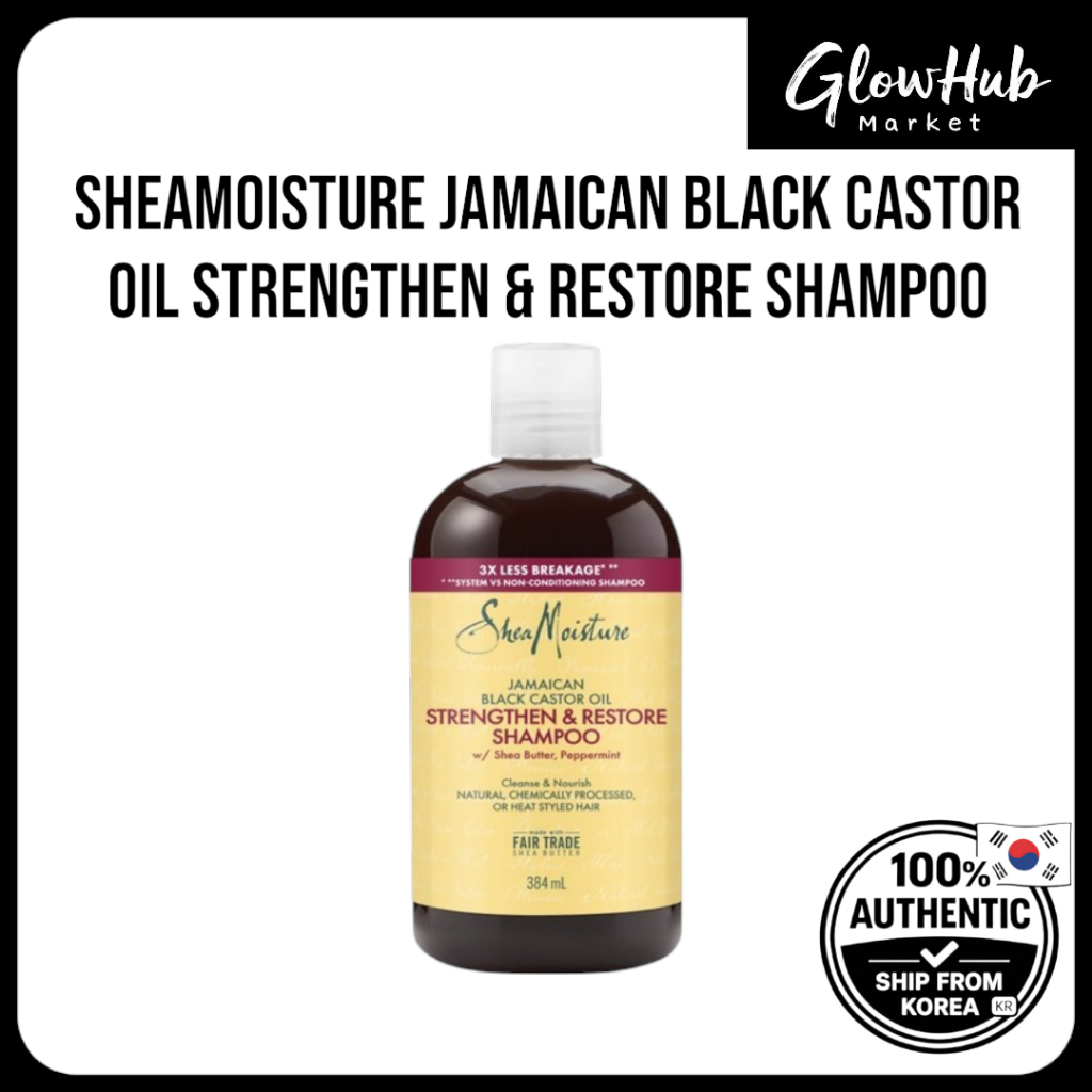 SheaMoisture shampoo Jamaicano Para Fortalecer E Restaurar Óleo De Rícino Preto 384ml | Cabelos Danificados