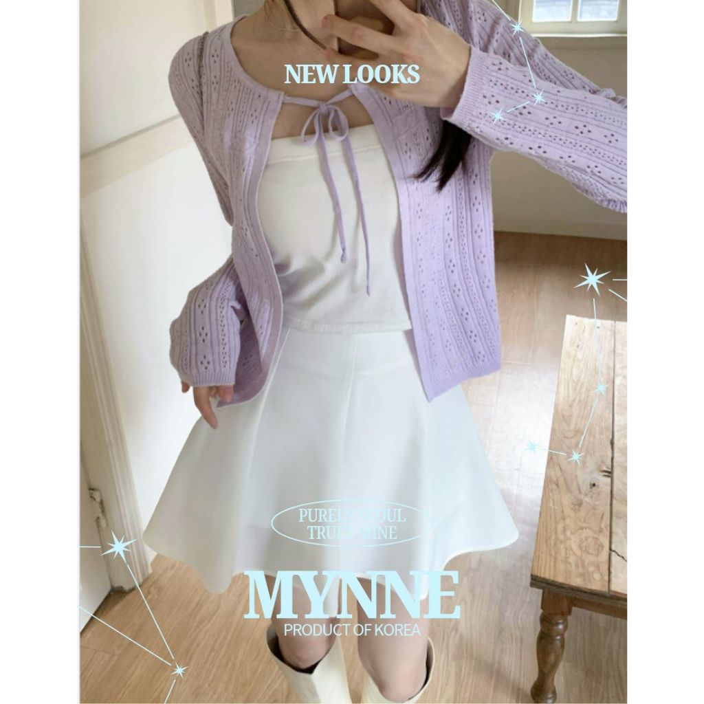 [MYNNE] Mini Skort Pintuck Flare | Feito Na Coreia Diário Feminino De Cintura Alta