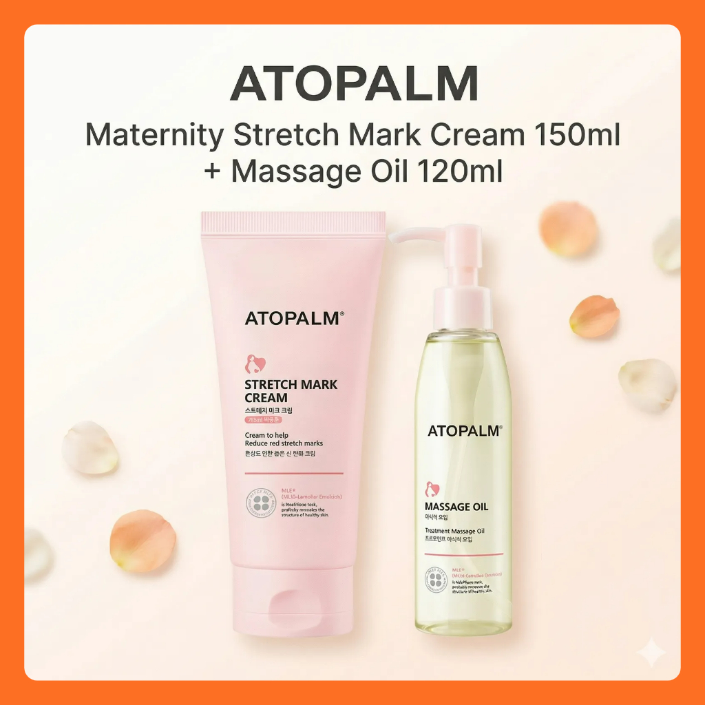 ATOPALM Creme Para Estrias Maternidade 150ml + Óleo De Massagem 120ml/Conjunto De Hidratante Cuidados Com O Corpo Gravid