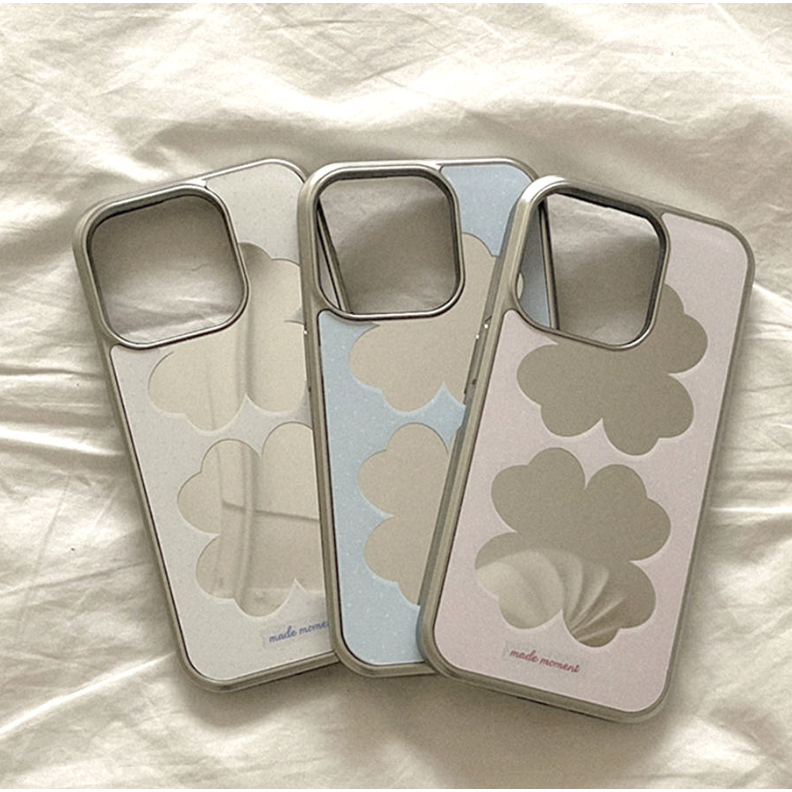 Mademoment-Capa Espelhada Prateada Trevo pastel Compatível Com iphone galaxy