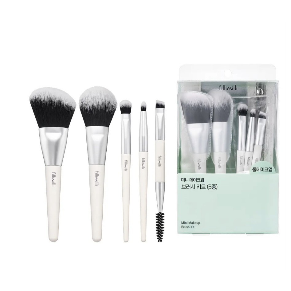 Kit Mini Pincel De Maquiagem Fillimilli (5pcs) + Bolsa Coração (Portátil/Viagem)