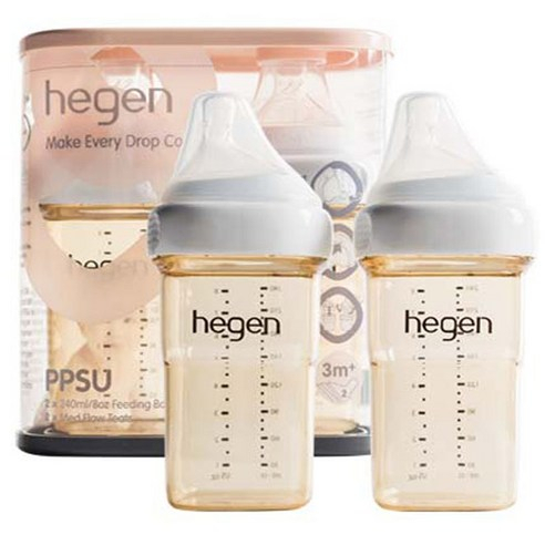 [Hegen] Pacote Duplo De Mamadeira PPSU Premium | PCTO Anti-Cólica Squircle De Pescoço Largo BPA BPS Grátis K-Baby