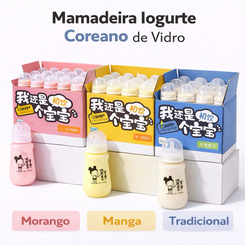 CAIXA Mamadeira Iogurte sabor Tradicional Morango Manga , em caixa com 20 unidades