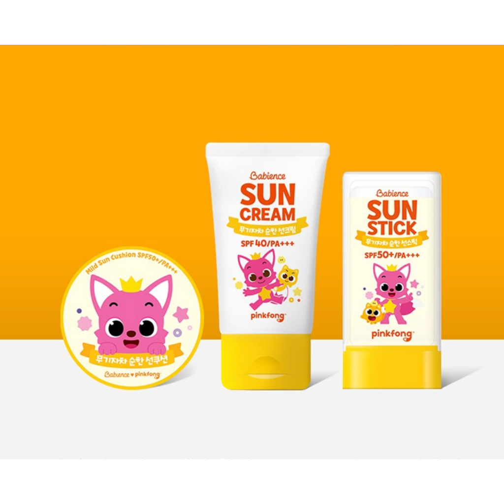 [Babience] Protetor Solar Infantil Pinkfong | Sun Stick 20g/Creme 60ml/Almofada 15g Série De Baby Shark Kids UV Care