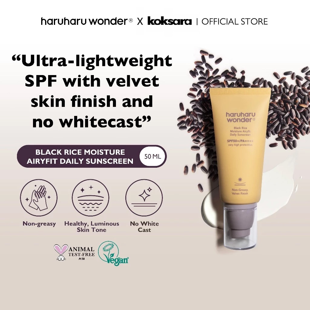 haruharu wonder black rice moisture airyfit sunscreen spf50+/pa++++ 50ml